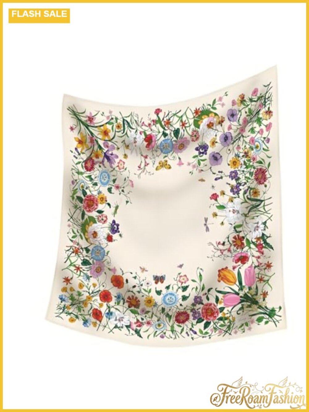 Floral Silk Feel Square Scarf Lightweight Head Wrap Bandana 35x35